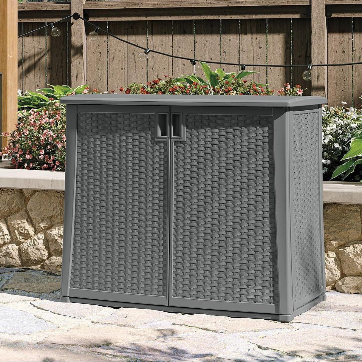 Cool‑Gray Lockable Outdoor Storage Cabinet