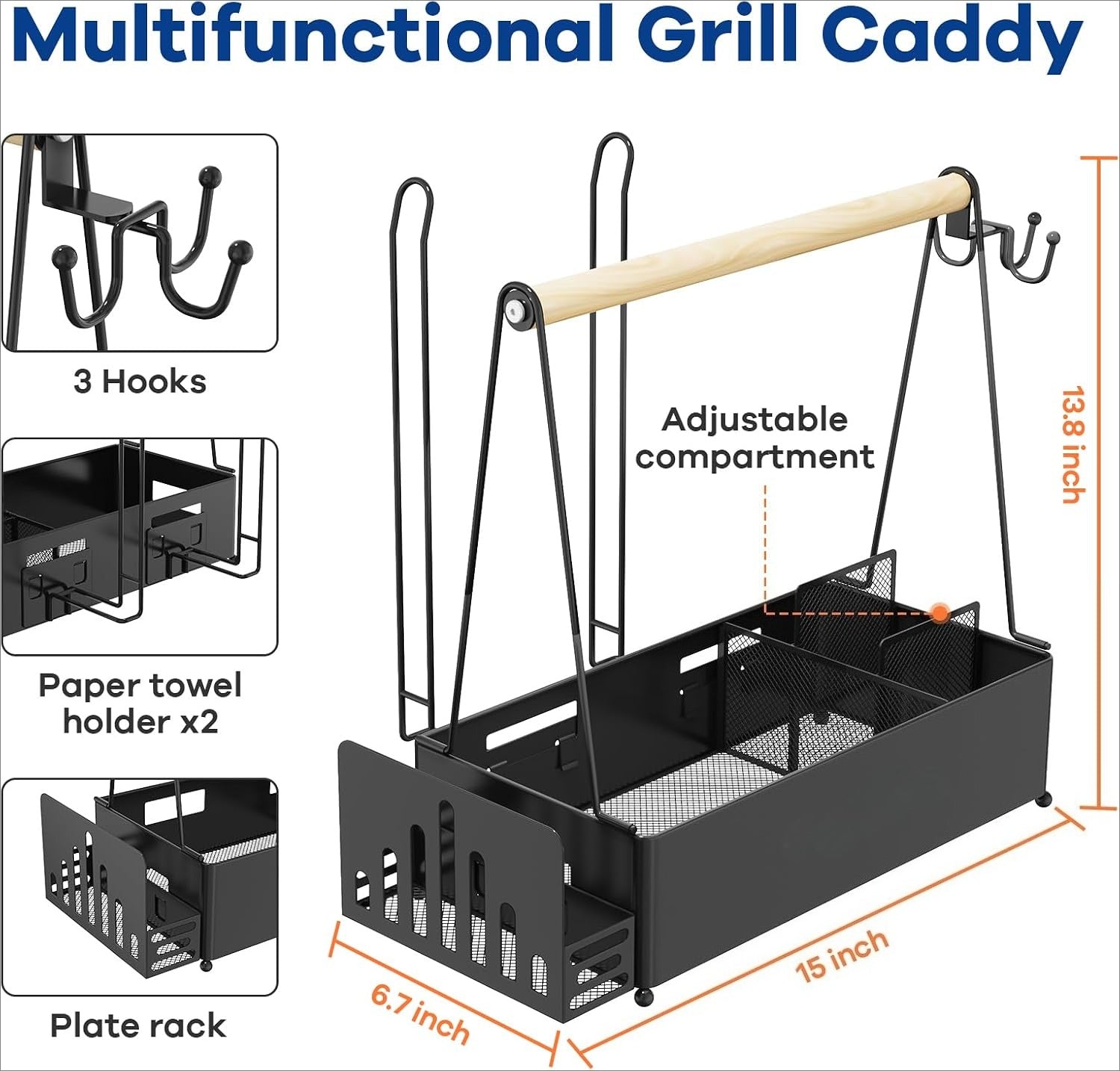 BBQ Grill Caddy with Paper Towel Holders