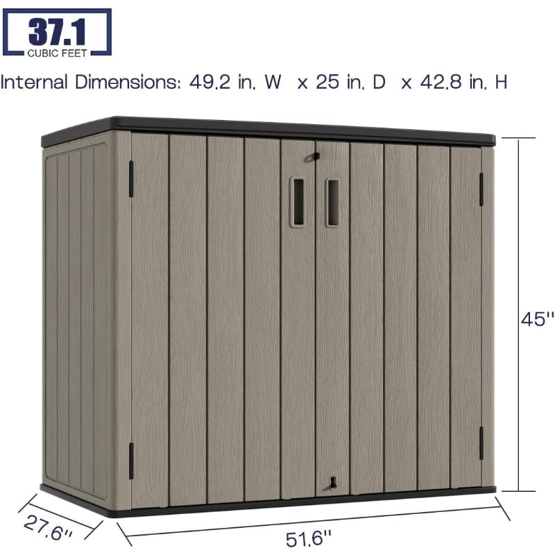 Brown Resin Lockable Horizontal Storage Shed